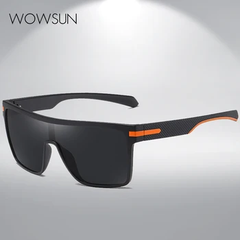 Модные поляризованные солнцезащитные очки WOWSUN, Мужское квадратное негабаритное зеркало для вождения с антибликовым покрытием, Женские ретро-цельные очки UV400