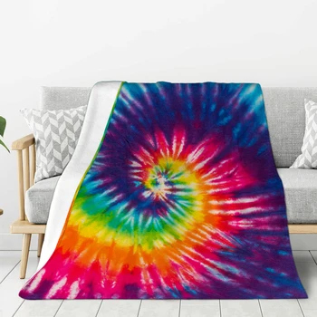 Модный подарок в стиле галстука-красителя, Высококачественное фланелевое одеяло с принтом для кровати, дивана, стула, Применимое Всесезонное Одеяло для кемпинга