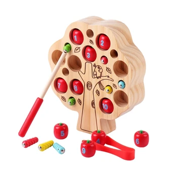 Монтессори Улучшает интеллект, Милая настольная игрушка в виде яблочного дерева для детей старше 3 лет, Новинка, игрушка для рыбалки
