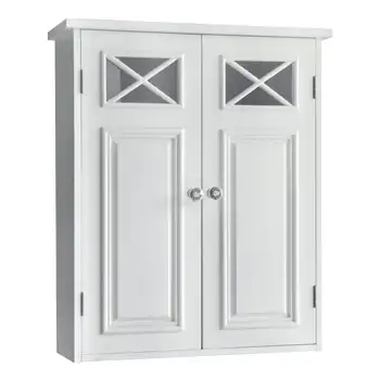 Настенный шкаф с поперечным формованием и 2 дверцами, белые клейкие силиконовые ножки, доводчик на магните