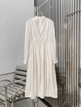 Новая женская одежда на весну и лето 2023, юбка миди с V-образным вырезом, Плиссированное платье 0308