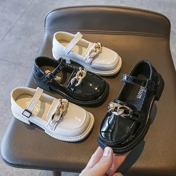 Обувь принцессы из искусственной кожи 2023, Весенняя новая черная униформа Великобритании, обувь для студентов, мягкие детские туфли для девочек с металлическими накладками, детская Mary Jane