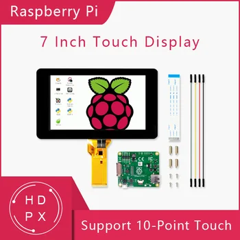 Оригинальный сенсорный дисплей Raspberry Pi 7 дюймов 800 × 480 пикселей С поддержкой 10-пальцевого касания, совместимый с экраном Pi 4 /3B/3B +/3A +/2B