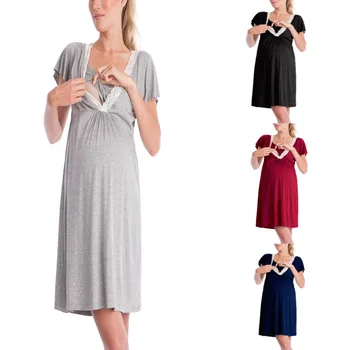 Пижама для беременных и кормящих грудью, Ночная Рубашка Для Беременных Женщин, Пижамы Для домашнего Кормления, Платья Для беременных, Больничная Ночная Рубашка для кормящих матерей
