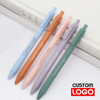 Простая гелевая ручка нажимного типа, ручка для сдачи экзаменов, Офисная ручка для печати, Индивидуальный ЛОГОТИП, выгравированное имя, Подарочная ручка - D00002