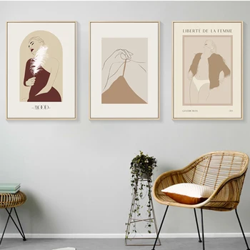 Простые штрихи линий, Рисунок в современном стиле, Фреска с геометрической печатью на плакате, Абстрактная роспись дивана в гостиной