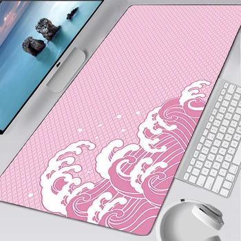 Розовый коврик для мыши Great Wave, персонализированный Коврик для мыши Japan Sakura, коврик для ноутбука, Геймерский коврик для компьютерного стола, игровые аксессуары, Бесплатная доставка