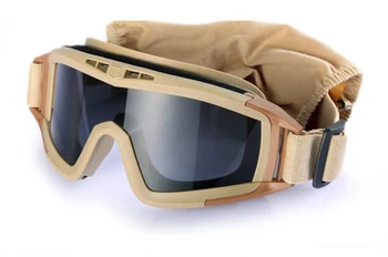 Тактические очки для стрельбы в стиле милитари, солнцезащитные очки для мотоцикла, внедорожника, армейского страйкбола, пейнтбола, Пылезащитные, ветрозащитные, с 3 линзами