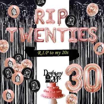 Украшения Rip Twenties на 30-й день рождения из Розового Золота для Женщин, Воздушный шар Rip Twenties, Смерть Моему 20-летнему Торту, Топпер Rip To My 20-летнему Поясу