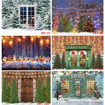Художественная ткань SHUOZHIKE, Рождественские Фоны для Фотосъемки, Снеговик и Сосны, Лесная Гирлянда, Фон для Фотостудии FSS-113