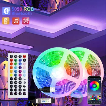 Цветная RGB 5050 Светодиодная Лента Bluetooth Лента Декор для Комнаты LED 10 м 15 м 20 м 30 м Подсветка ПК ТВ Неоновое светодиодное Освещение cветодиодная лента
