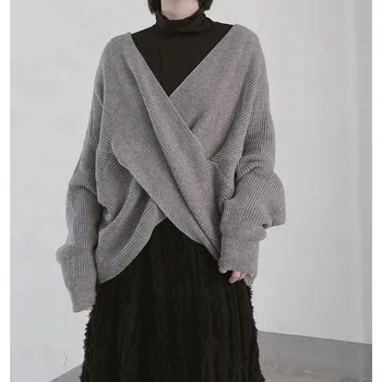 Элегантный Свитер с V-образным вырезом для похудения, бандажное платье, дизайнерский свитер, Женский свитер, модное пальто