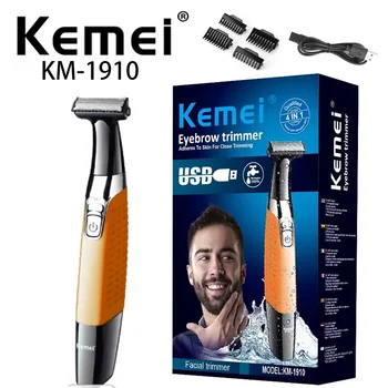 Электробритва Kemei для мужчин, Перезаряжаемый Тример для бороды, Водонепроницаемая Бритва, Профессиональный станок для бритья волос, Лезвие для стрижки