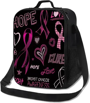 Эскиз осведомленности о раке молочной железы, Изолированная сумка для ланча для женщин, мужчин, Розовая Многоразовая Герметичная коробка для ланча для офиса, сумка-тоут